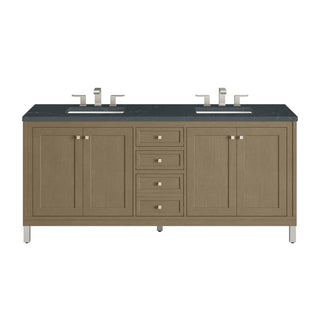 72 Inch Chicago Freestanding Vanity in Walnut Whisper / Charcoal Soapstone Top