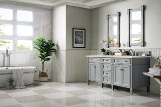 72 Inch Brittany Freestanding Vanity in Urban Gray / Eternal Marfil Top