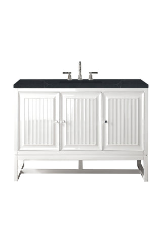 48 Inch Athens Dual Mount Vanity in Glossy White / Charcoal Soapstone Top