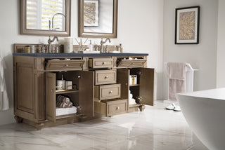 72 Inch Bristol Freestanding Vanity in Whitewashed Walnut / Charcoal Soapstone Top
