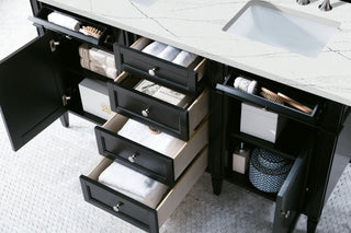 60 Inch Brittany Freestanding Vanity in Black Onyx / Ethereal Noctis Top