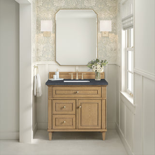 36 Inch Lorelai Freestanding Vanity in Light Natural Oak / Charcoal Soapstone Top
