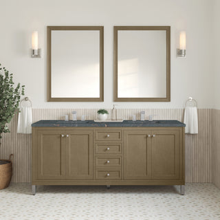 72 Inch Chicago Freestanding Vanity in Walnut Whisper / Parisien Bleu Top