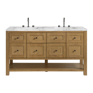 60 Inch Breckenridge Freestanding Vanity in Light Natural Oak / Carrara White Top