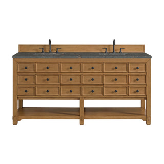 72 Inch Malibu Freestanding Vanity in Amber Birch / Parisien Bleu Top
