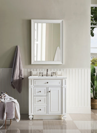 30 Inch Bristol Freestanding Vanity in Bright White / Ethereal Noctis Top