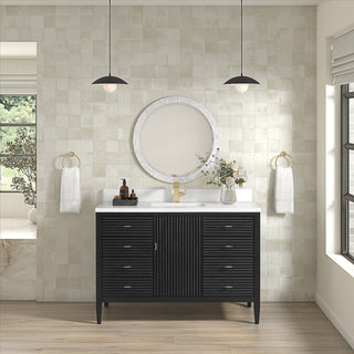 48 Inch Myrrin Freestanding Vanity in Carbon Oak / White Zeus Top