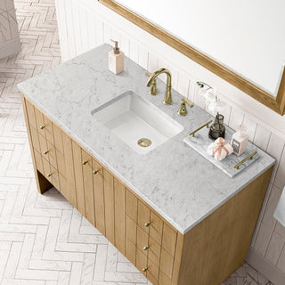 48 Inch Hudson Freestanding Vanity in Light Natural Oak / Eternal Jasmine Pearl Top