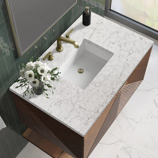 36 Inch Marcello Floating Vanity in Chestnut / Eternal Jasmine Pearl Top