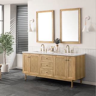 72 Inch Laurent Dual Mount Vanity in Light Natural Oak / Arctic Fall Top