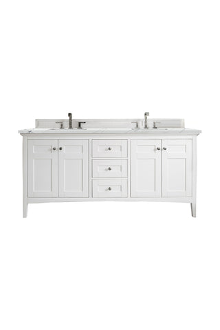 72 Inch Palisades Freestanding Vanity in Bright White / Ethereal Noctis Top