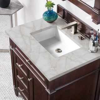 30 Inch Brittany Freestanding Vanity in Burnished Mahogany / Victorian Silver Top