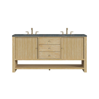 72 Inch Marigot Freestanding Vanity in Sunwashed Oak / Parisien Bleu Top