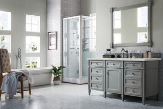 60 Inch Brittany Freestanding Vanity in Urban Gray / Eternal Jasmine Pearl Top