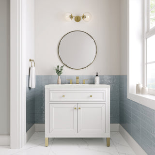 36 Inch Chicago Freestanding Vanity in Glossy White / Lime Delight Top