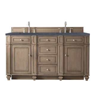 60 Inch Bristol Freestanding Vanity in Whitewashed Walnut / Charcoal Soapstone Top