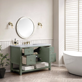 48 Inch Breckenridge Freestanding Vanity in Smokey Celadon / Carrara White Top
