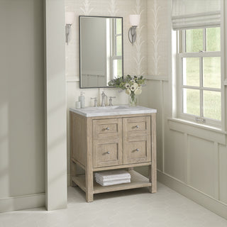 30 Inch Breckenridge Freestanding Vanity in Whitewashed Oak / Victorian Silver Top