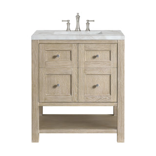 30 Inch Breckenridge Freestanding Vanity in Whitewashed Oak / Victorian Silver Top