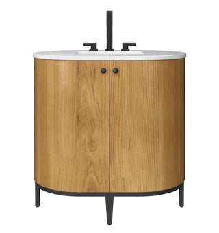 36 Inch Bellamy Freestanding Vanity in Rustic Oak / Carrara White Top