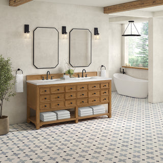 72 Inch Malibu Freestanding Vanity in Amber Birch / Arctic Fall Top