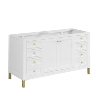60 Inch Chicago Freestanding Vanity in Glossy White / Eternal Jasmine Pearl Top