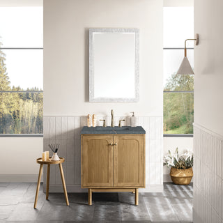 30 Inch Laurent Dual Mount Vanity in Light Natural Oak / Parisien Bleu Top