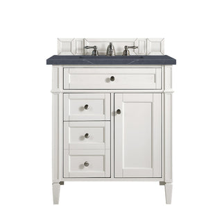 30 Inch Brittany Freestanding Vanity in Bright White / Charcoal Soapstone Top