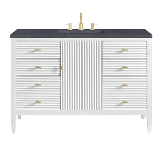 48 Inch Myrrin Freestanding Vanity in Bright White / Charcoal Soapstone Top