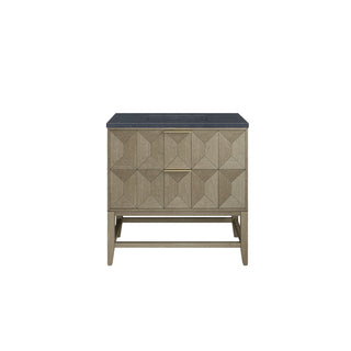 36 Inch Emmeline Freestanding Vanity in Pebble Oak / Charcoal Soapstone Top