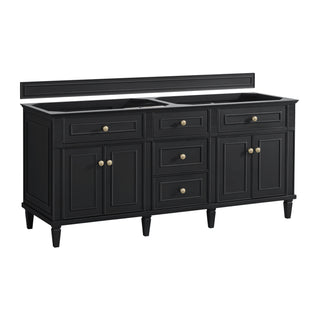 72 Inch Lorelai Freestanding Vanity in Black Onyx / Victorian Silver Top