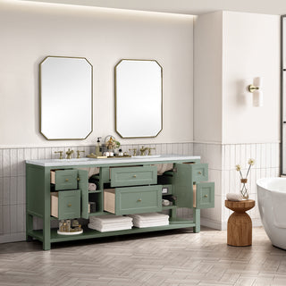 72 Inch Breckenridge Freestanding Vanity in Smokey Celadon / Arctic Fall Top