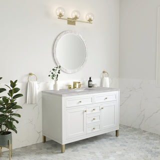 48 Inch Chicago Freestanding Vanity in Glossy White / Victorian Silver Top