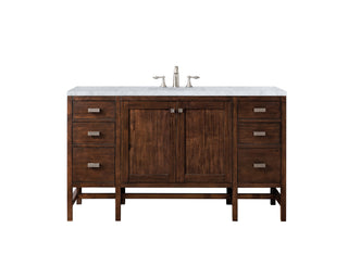 60 Inch Addison Freestanding Vanity in Mid-Century Acacia / Carrara White Top