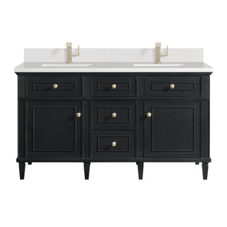 60 Inch Lorelai Freestanding Vanity in Black Onyx / White Zeus Top