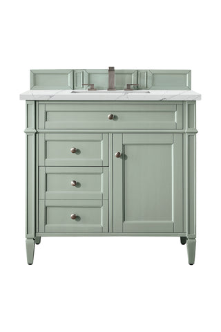 36 Inch Brittany Freestanding Vanity in Sage Green / Ethereal Noctis Top