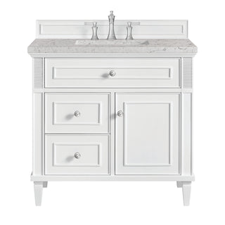 36 Inch Lorelai Freestanding Vanity in Bright White / Eternal Jasmine Pearl Top