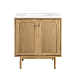 30 Inch Laurent Dual Mount Vanity in Light Natural Oak / White Zeus Top