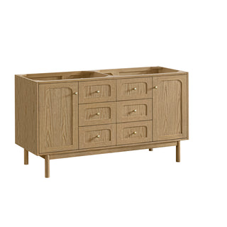 60 Inch Laurent Dual Mount Vanity in Light Natural Oak / White Zeus Top