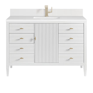 48 Inch Myrrin Freestanding Vanity in Bright White / White Zeus Top