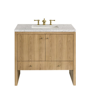 36 Inch Hudson Freestanding Vanity in Light Natural Oak / Eternal Jasmine Pearl Top