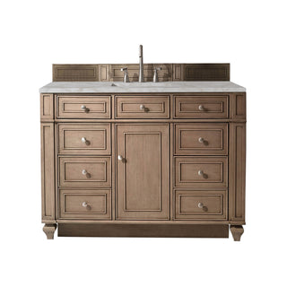 48 Inch Bristol Freestanding Vanity in Whitewashed Walnut / Victorian Silver Top