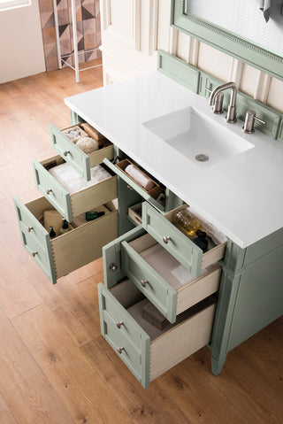 48 Inch Brittany Freestanding Vanity in Sage Green / White Zeus Top