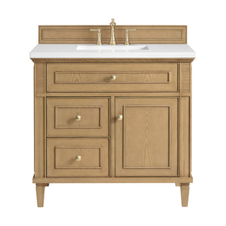 36 Inch Lorelai Freestanding Vanity in Light Natural Oak / White Zeus Top