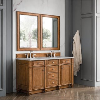 60 Inch Bristol Freestanding Vanity in Saddle Brown / Victorian Silver Top