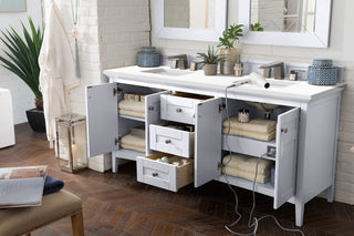 72 Inch Palisades Freestanding Vanity in Bright White / White Zeus Top