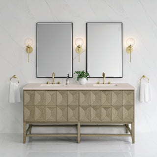 72 Inch Emmeline Freestanding Vanity in Pebble Oak / Eternal Marfil Top