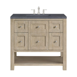 36 Inch Breckenridge Freestanding Vanity in Whitewashed Oak / Charcoal Soapstone Top