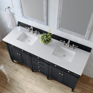 72 Inch Brittany Freestanding Vanity in Black Onyx / White Zeus Top