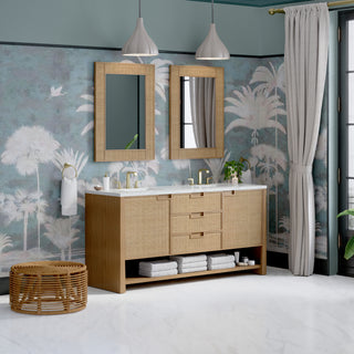 72 Inch Solene Freestanding Vanity in Seaside Oak / Ethereal Noctis Top